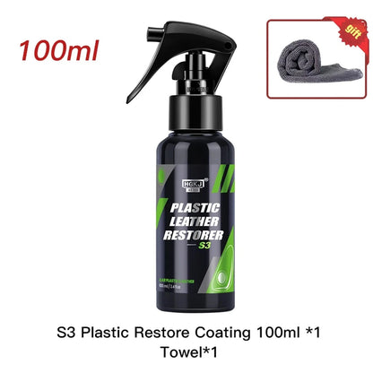 Car Plastic Leather Restorer Spray Polish Cleaner Coating Agent  Back To Black More Gloss Car Cleaning Products S3