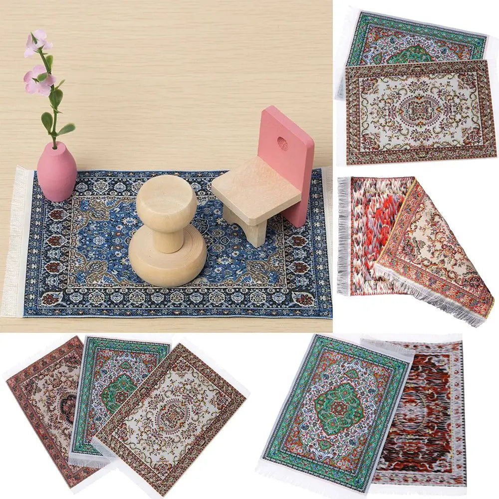 Turkish Style Miniature Weaving Rug Playing House Floor Coverings Dollhouse Carpet  1:12 Scale Doll Accessories