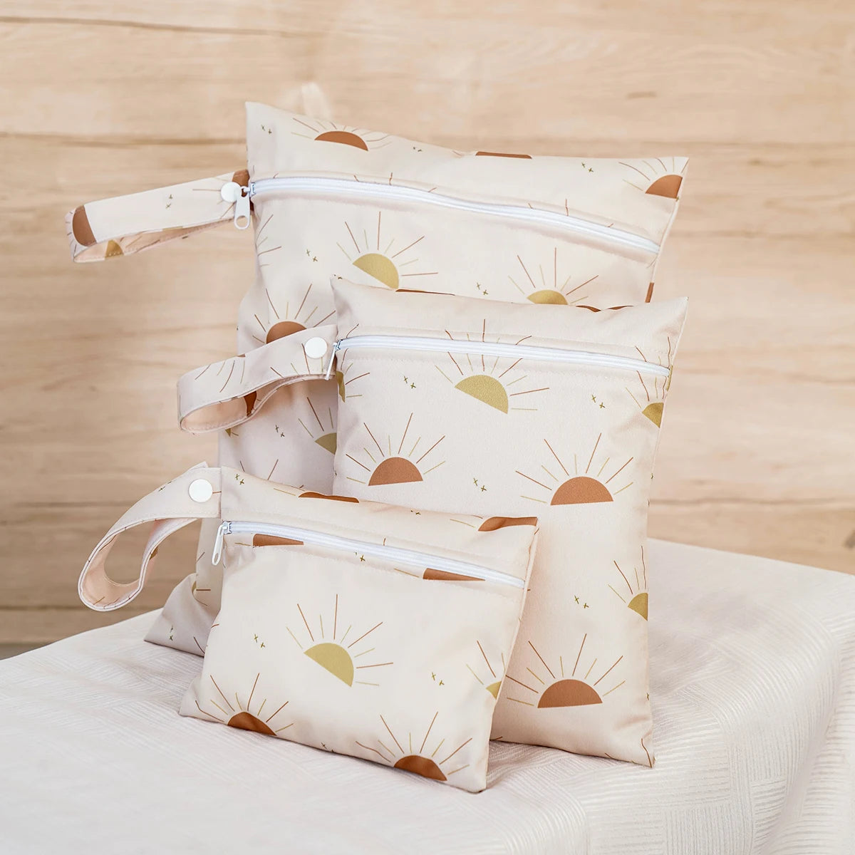 Elinfant 3PCS Portable Wet Dry Bag For Swimsuits,Waterproof Diaper Bags For Cloth Diapers,Washable Reusable Storage Bag