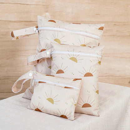 Elinfant 3PCS Portable Wet Dry Bag For Swimsuits,Waterproof Diaper Bags For Cloth Diapers,Washable Reusable Storage Bag