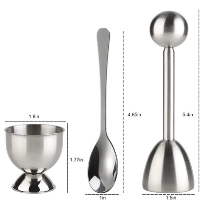 Creative Egg Opener Egg Shell Opener With Egg Tray Set and Spoons Stainless Steel Opening Egg Breakfast Tool Kitchen Accessories