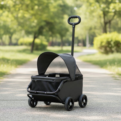 Four-Wheel Pet Stroller Compact Dog Stroller with Canopy Easy-to-Maneuver Roomy for Dogs, Outdoor Walks, Travel