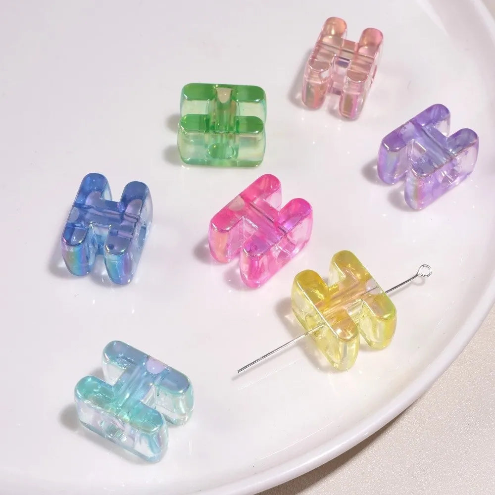 10pcs New Acrylic Iridescent Beads DIY Keychain Mixed Color Letter Beads Bag Charm Phone Chain Jewelry Making Beads Gifts Giving