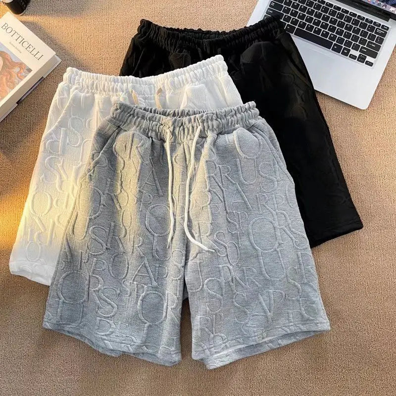 Houndstooth Casual Plaid Shorts Men Sport Loose Wide leg Gym Running Shorts  Beach Baggy Board Cargo Shorts Male