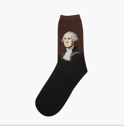1 Pair Autumn Winter Retro Men Socks Couple Socks New Art Van Gogh Mural World Famous Oil Painting Series Funny Socks