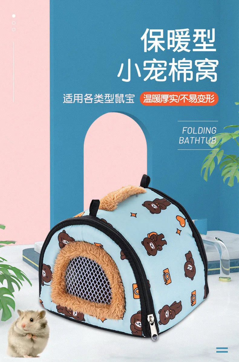 Hamster Warm Bed Portable Small Pet Cotton Nest for Hamster Sugar Glider Squirrel Guinea Pig Breathable Carry Bag