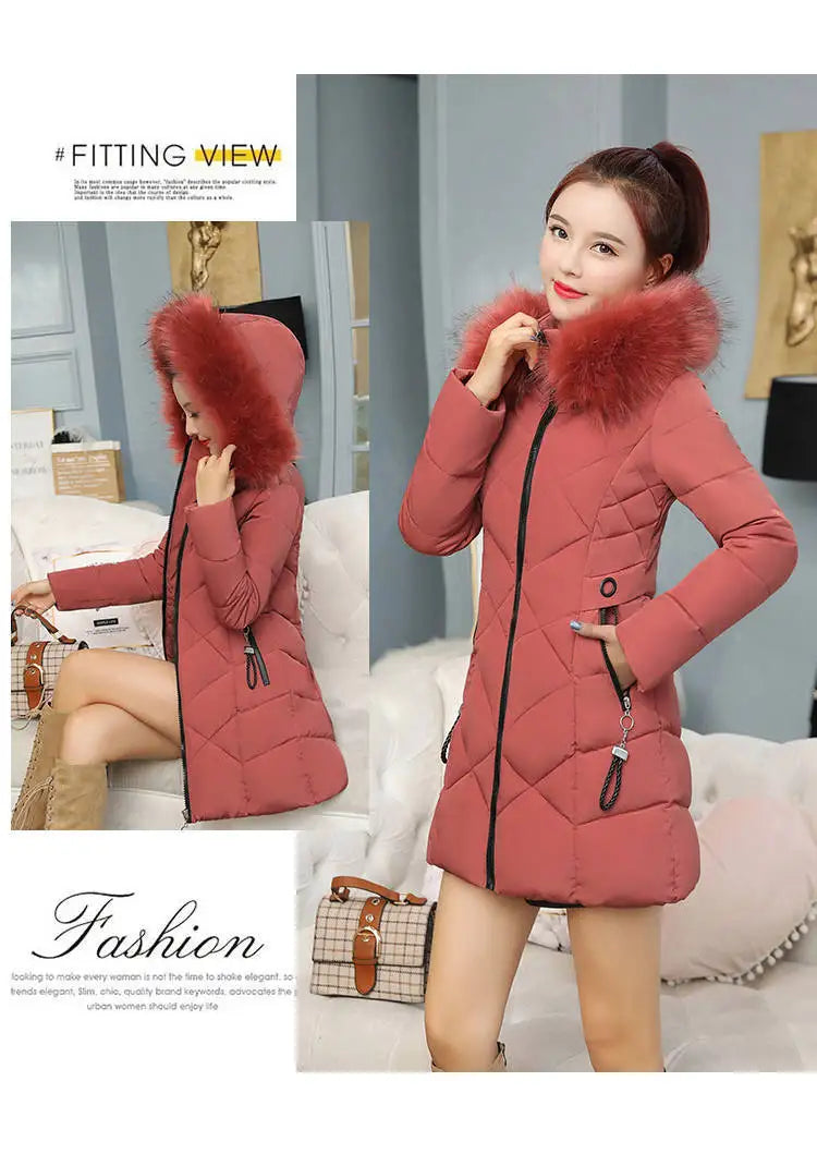 Winter New Fashion Long Cotton-padded Coat Womens Casual Hooded Parkas Womens Winter Jacket Coat Down Jacket Female