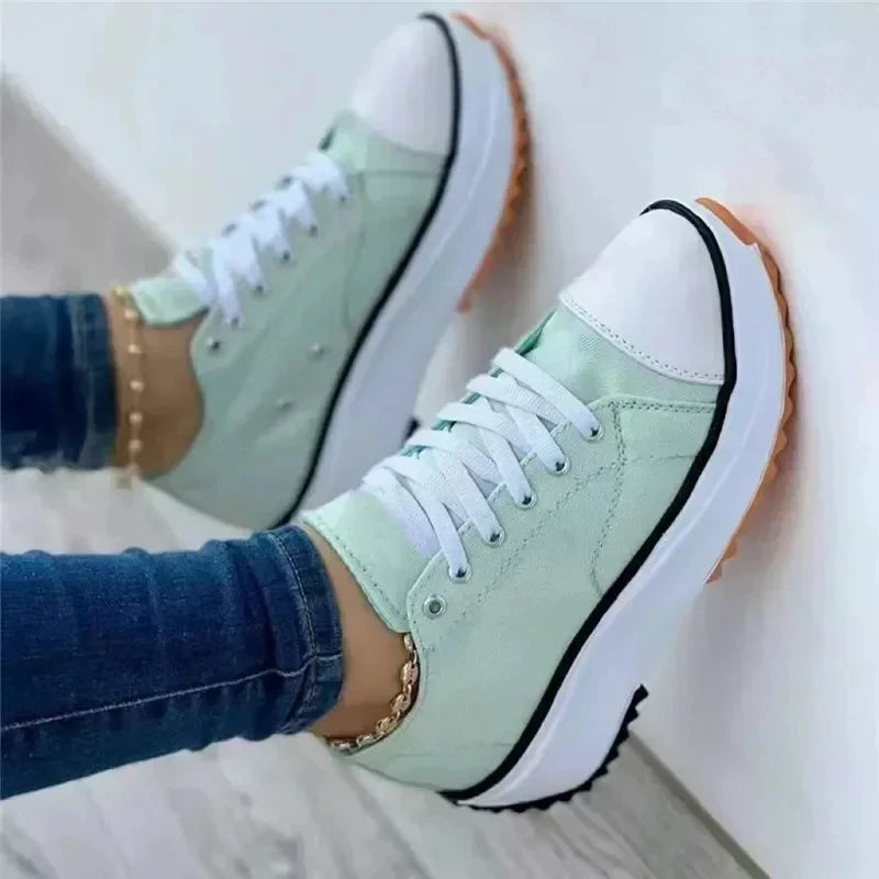 Shoes for Women Classic White Canvas Sneakers Fashion Platform Women Casual shoes High Quality Lace-Up Feamle Tennis Shoes 35-43