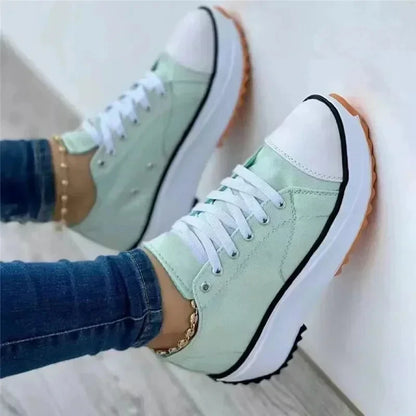 Shoes for Women Classic White Canvas Sneakers Fashion Platform Women Casual shoes High Quality Lace-Up Feamle Tennis Shoes 35-43