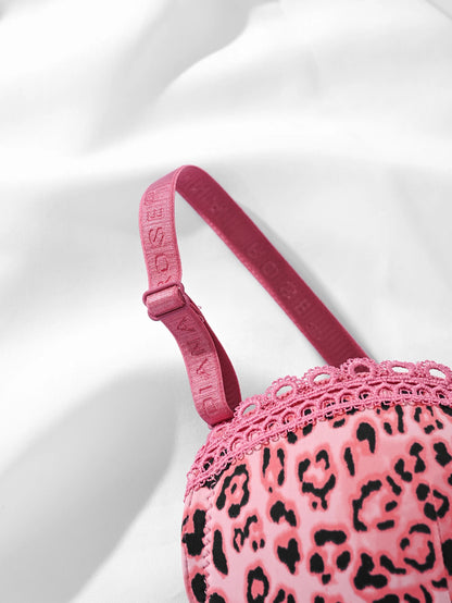 Diana Rose Leopard print Push Up Bra For Women With steel ring B Cup Bra Lady's Underwear High Quality