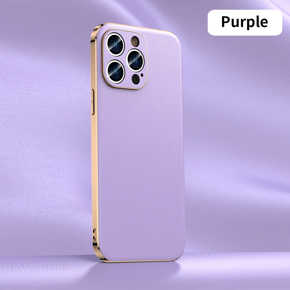 LANGSIDI Luxury Ultra Thin Shockproof Leather Case For iPhone 17 16 Pro Max 15 Plus 14 13 12 11 Air Lens Protective Cover