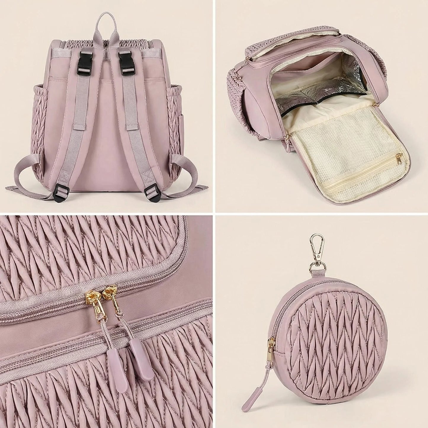 Fashion Mommy Diaper Backpack Large Capacity Baby Care Stroller Hanging Bag Travel Nursing Backpack for Mothers with Organizer