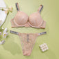 New Women's Sexy Bra and Panty Set Comfortable Push Up Shapewear Adjustable Padded Gathered V Lace Lingerie Set