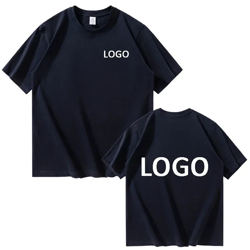 European Size 100% Pure Cotton Custom Men's T-Shirt Front and Back Logo Text Photos, Summer Breathable Short Sleeved Top2025