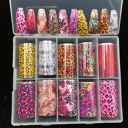 New Flower Nail Foils for Transfer Paper Stickers Floral Adhesive Fruit Nails Wraps Fish DIY Water Marble Nail Art Decorations