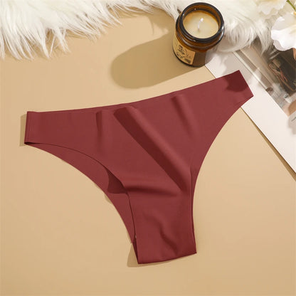3Pcs Ultra-thin Seamless Silk Underwear Women's Panties Sexy Low-Waist Stretch Bikini Solid Color Briefs Lingerie XS-XXL Fashion