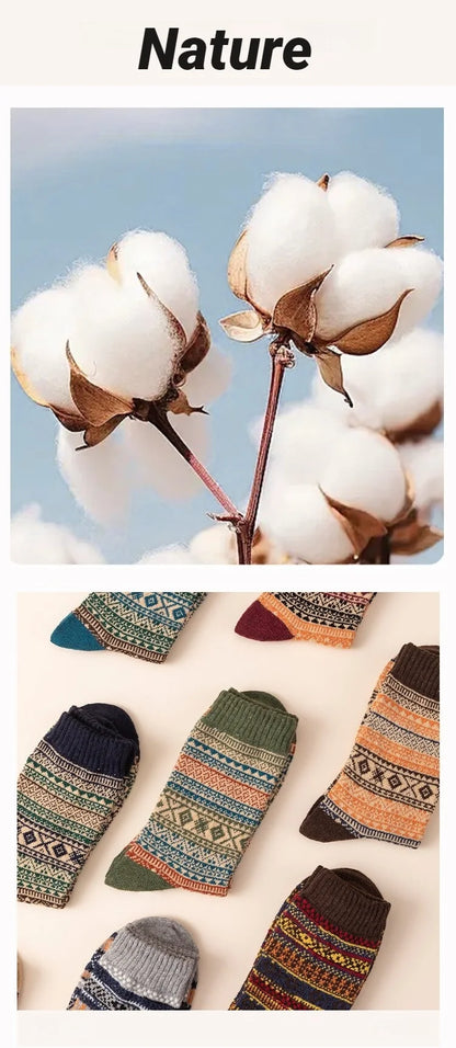 5 Pairs Winter Men's Socks Thicken Sheep's Wool Socks Warm Men Retro Style Colorful Fashion Man Socks For Snow boots