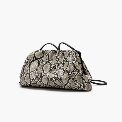 Ruched Serpentine Dumpling Bags for Women Pouch Handbag Cloud Clutch Snake Pattern Shoulder Crossbody Bag Luxury Designer Bag