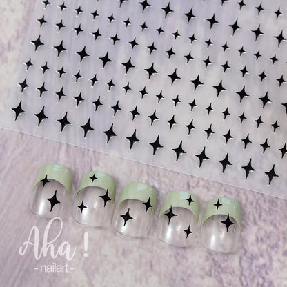 1pc Sliver Gold Star Nail Art Stickers Y2K Charms Self-Adhesive Sliders Laser White Chrome Gel Polish Decals Kawaii Accesories