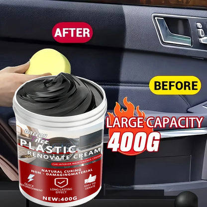400gCar Plastic Part Restorer, Black Interior Trim Polishing Wax, Aging Prevention Refurbishment Agent, Repair Plastic Scratches