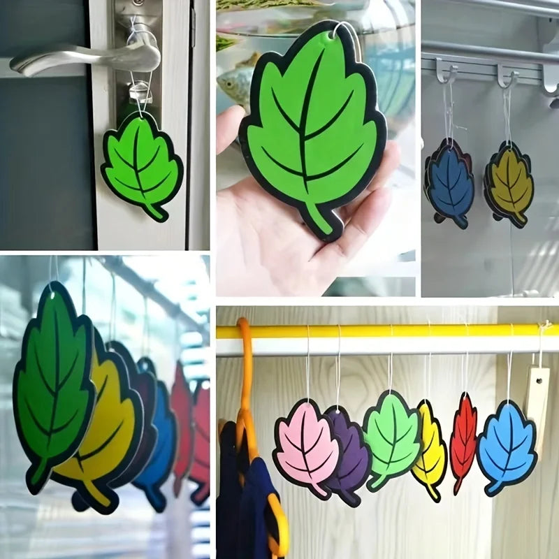 3-60pcs Car Air Freshener Natural Scented Tea Paper Auto Hanging Vanilla Perfume Fragrance Leaf Shape Car Accessories Interior