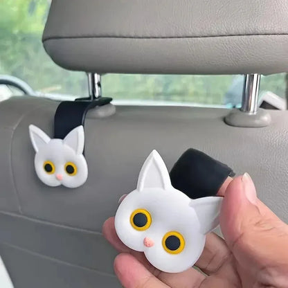 Cute 3D Cartoon Cat Car Seat Headrest Hook - Universal Vehicle Storage Organizer for Handbags, Wallets, and Jackets - Cute Ca