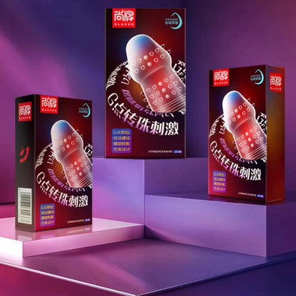 Elasun Condoms Delay for Men with Mustache Mutual Climax Orgasm Ribs Penis Sleeves for Men Delay Ejaculation G Spot Sex Toy