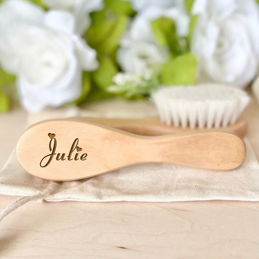 Baby Hairbrushes Engrave Infant Name Wooden Newborn Hair Brush Personalized Comb Birth/Baptism/Birthday Baby Shower Gifts