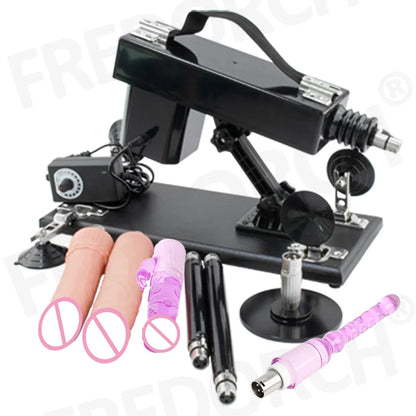 FREDORCH Sex Machines More Attachment Masturbating Pumping Sex Gun Adjustable with Dildo Couples Sex Toy Love Machine for Couple