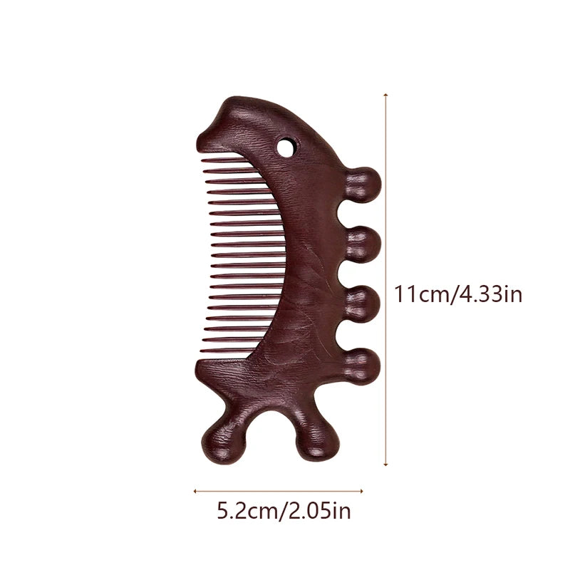 2PCS Massage Comb Head Massager Sandalwood Comb Whale Comb Scalp Scraping Massager Body Massage Tool For Hair Treatment