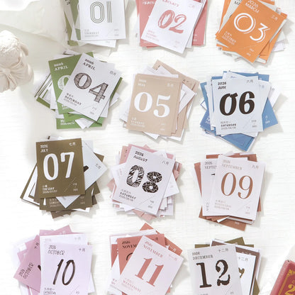 2026 Calendar Thin Waterproof Paper Desk Home Mark Memo Journal Note Keeper Daily Organizer Planner Stationery Advent Calendar