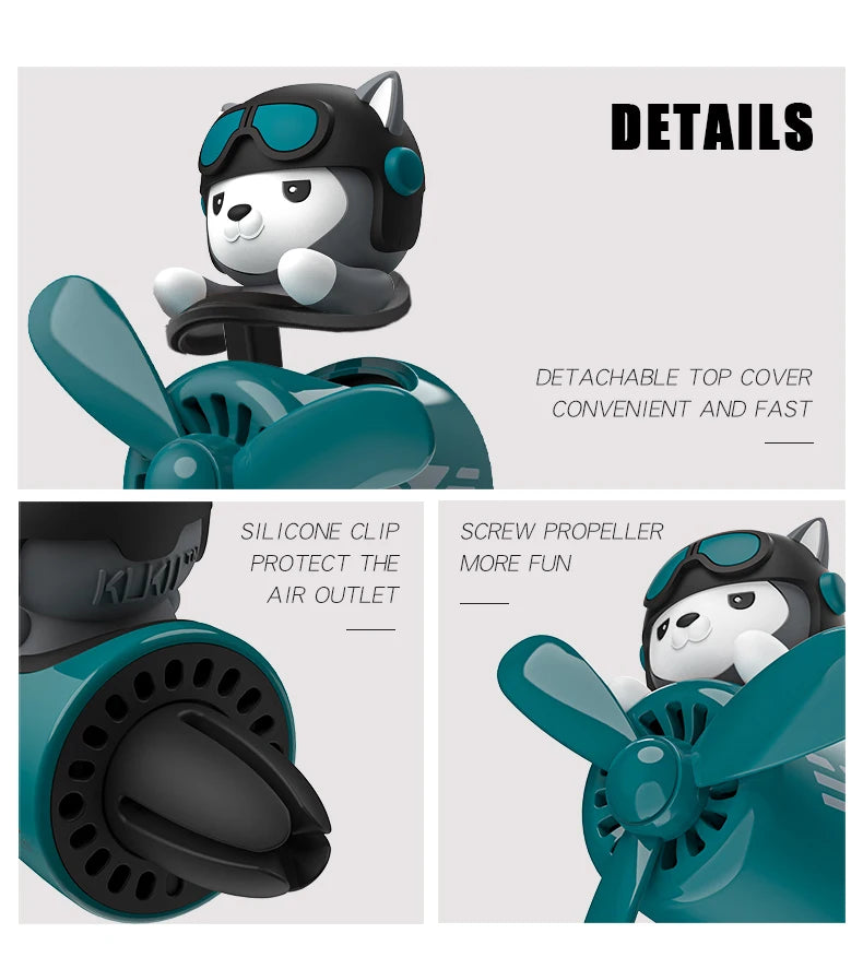 No perfume DIY fragrance Pilot dog car air freshener rotating plane ornament vent aroma diffuser decoration accessories cool fun