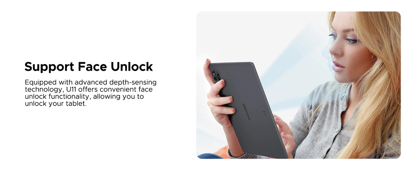 DOOGEE U11 Android 15 Tablet 11 Ultra-clear 90Hz Display 4GB RAM 128GB ROM 8580mAh Battery Dual Speaker Supports Widevine L1