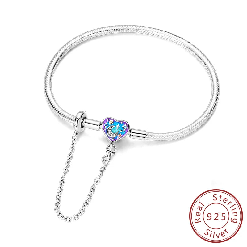 Original 925 Sterling Silver Bracelets 17-20CM Love Heart Flowers Butterfly Charms Beads Bracelet For Women Fashion Jewelry Gift