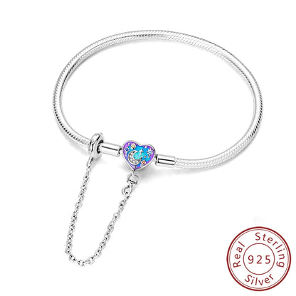Original 925 Sterling Silver Bracelets 17-20CM Love Heart Flowers Butterfly Charms Beads Bracelet For Women Fashion Jewelry Gift