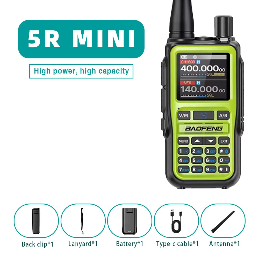 Baofeng UV 5R Mini Walkie Talkie One-click Frequency Matching Bluetooth Programming Frequency Dual PTT Band AM/FM Camping