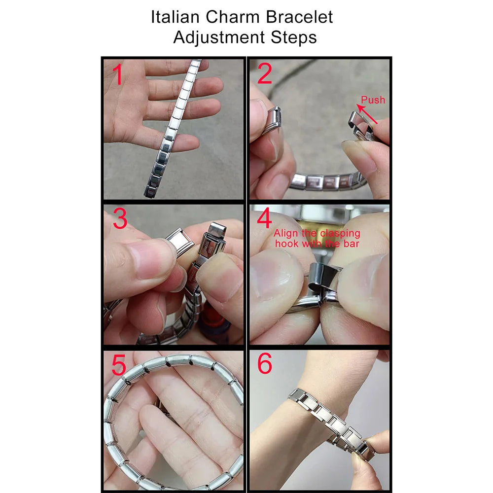 GEMOSA 9mm Width Italian Charm Bracelet Fashion Stainless Steel Bangle Elastic Link Chain High Quality Factory DIY