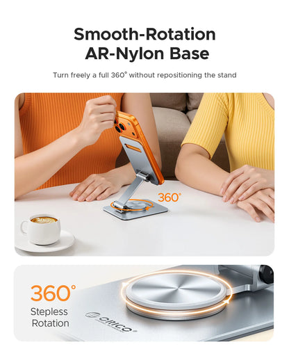ORICO Aluminum 360 Rotation Mobile Phone Holder Universal Bracket Folding Dual-Axis Alloy Adjustment Design Stable For iPhone