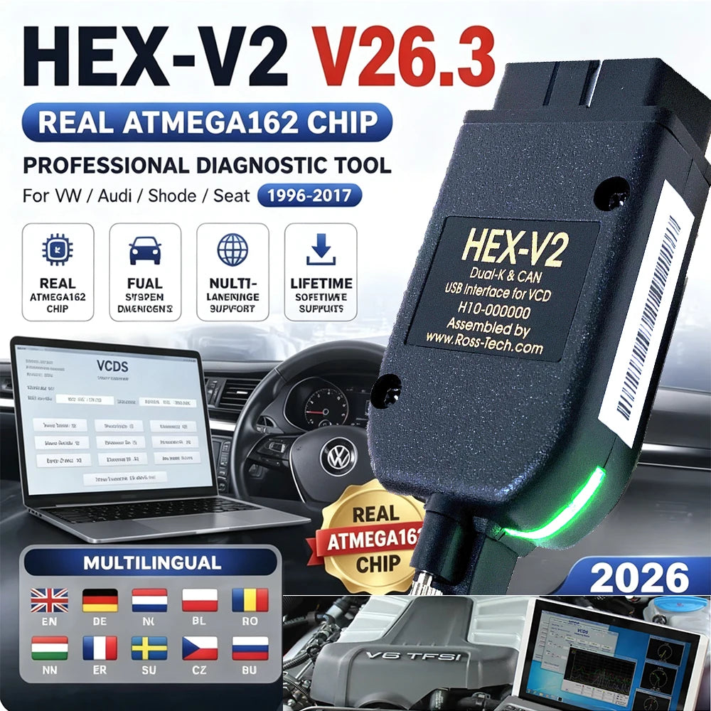 2026 Newest V26.3.0 VAG HEX V2 Interface For VAGCOM VAG CDM VW-AUDi Professional Scan Code Upgrade Hardware AUTO COM VCOS TDOL