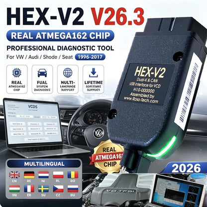 2026 Newest V26.3.0 VAG HEX V2 Interface For VAGCOM VAG CDM VW-AUDi Professional Scan Code Upgrade Hardware AUTO COM VCOS TDOL