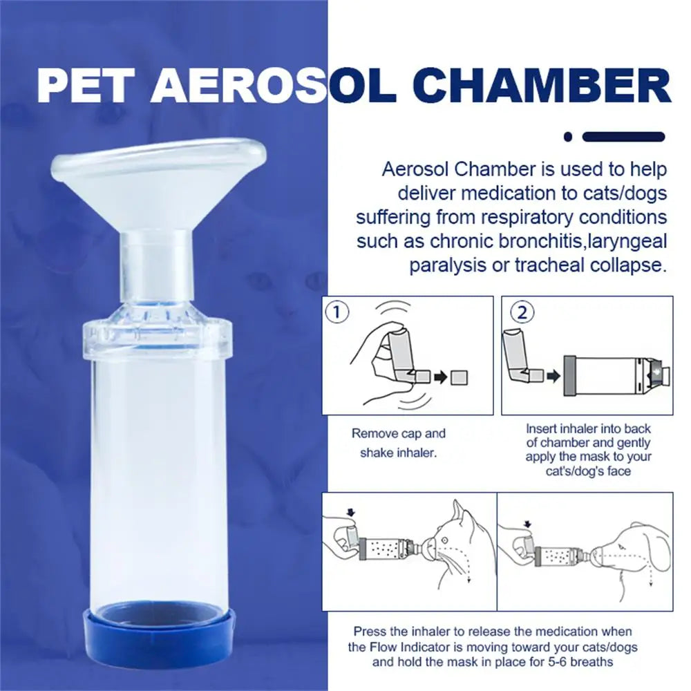 PVC Aerosol Chamber Cat Portable Inhaler Spacer With PVC Mask Pet Cats Dog Asthma Medication Feeding Tool Veterinary Approved