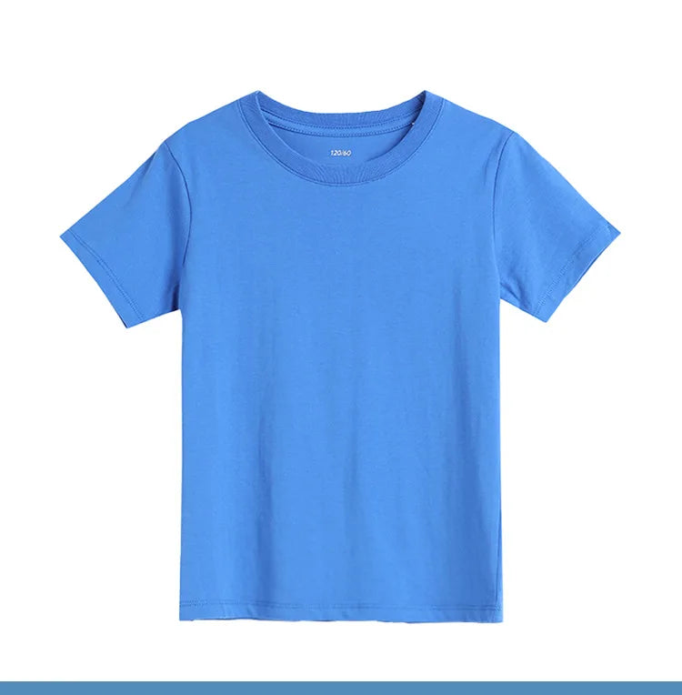 2-16 Years Summer Kids Boys Girls T-shirts Solid Cotton Breathable Teenager Short Tops Children's Tees Casual Shirt Baby Clothes