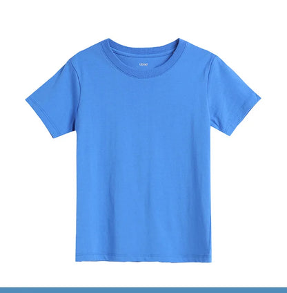 2-16 Years Summer Kids Boys Girls T-shirts Solid Cotton Breathable Teenager Short Tops Children's Tees Casual Shirt Baby Clothes
