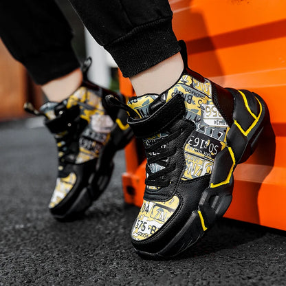 Children Shoes Boy Sneakers Fashion Print Luxury Designer High Top Sneakers Kids Tenis Shoes Boy Sports Casual