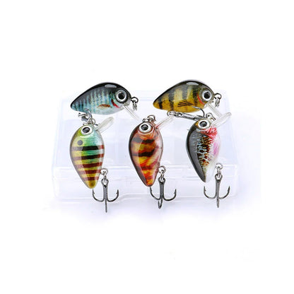 TREHOOK 5pcs 1.5g 3cm Mini Wobblers/Crankbait Fishing Lure Artificial Bait Hard Floating Wobbler for Fish Bass Fishing Tackle