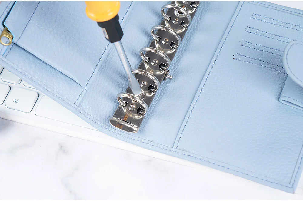 Metal Spiral Rings Binder Clip With 2 Pairs of Screw For Diary Notebook Planner A7 Binder Clip File Folder