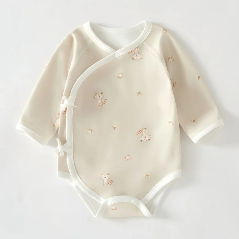 Spring Autumn Pure Cotton Long Sleeve Baby Bodysuit Triangle Crawling Suit Home Comfort Wear Bottom Covering Infant Garment