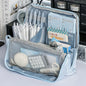 Washable Pencil Case Organizer, Large Capacity Multi Compartment Mesh Pocket Storage Bag for School Office Travel, Unisex Gift