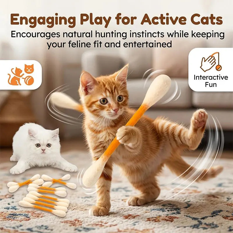 Cotton Swabs Cat Toys with Catnip Kitten Chew Sticks for Indoor Boredom Durable Dental Teething Ropes cat Lover Gift Accessories