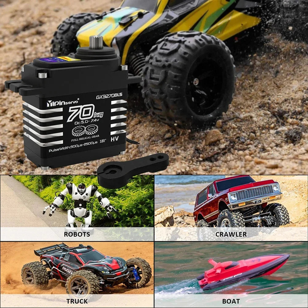 70kg Digital Servos Large Torque Magnetic Induct 8.4v Brushless Motor IP68 Steel Helical Gear For 1/8 1/10 Remote RC Car Robot
